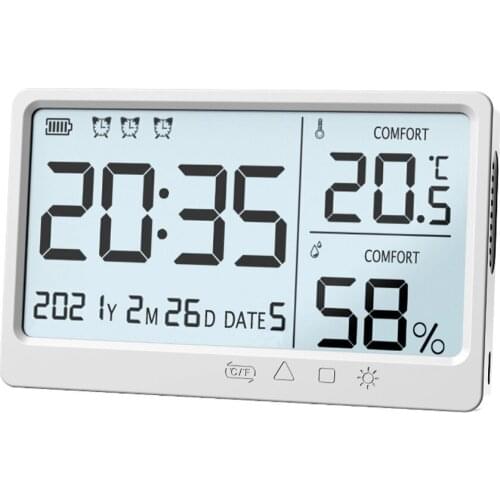 LCD Electronic Temperature Humidity Meter Electronic High Precisions Temperature Hygrometer Alarm Clock 2 In 1 Temperature Meter