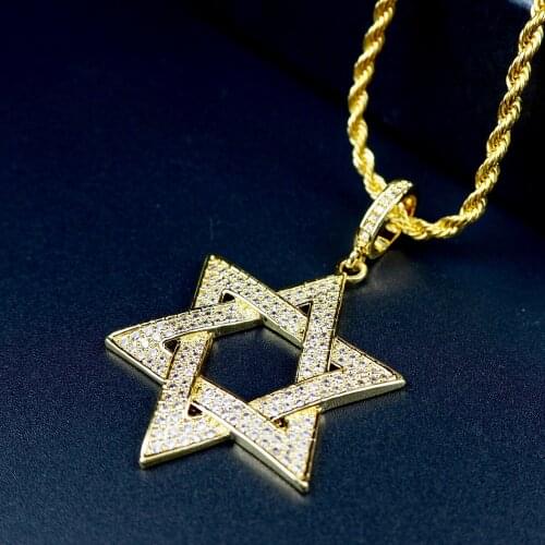 European and American Jewish hexagram pendant European and American hip-hop Bronze Jewelry Mens necklace simple HIPHOP