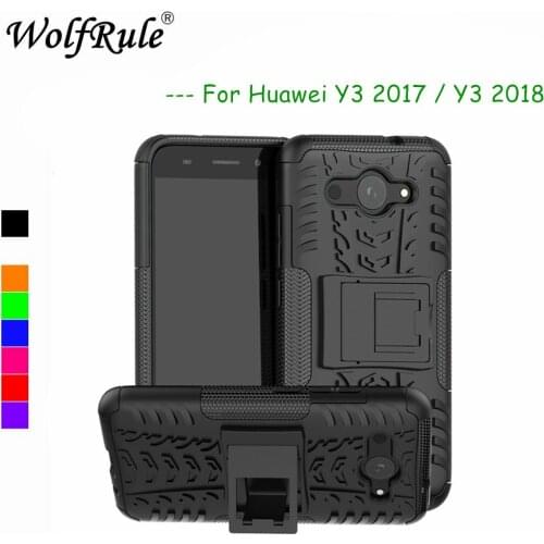 Huaweu Y3 2017 Case Cover Dual Layer Armor Silicone Back Case For Huawei Y3 2018 Phone Holder Stand Shells Huawei Y3 2017 Funda