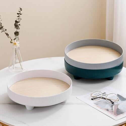 Nordic Plastic Round Storage Tray Tableware White Ring Tray Decorative Jewelry Desktop Wedding Kitchen Serving Tray Home Decor