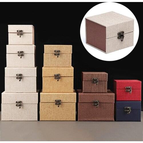 Linen Gift packaging box Atmosphere Cube Jewelry Storage Case Gift Boxes Wedding Party Supplies Gift packaging Box organizer Box