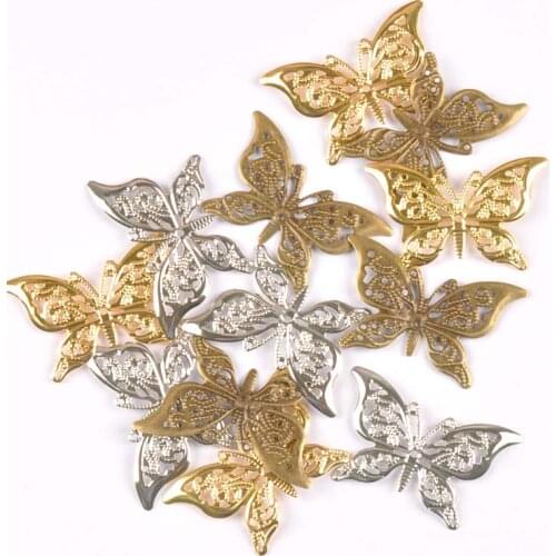 Metal Crafts Mixed Butterfly Connectors Filigree Flower Wraps For DIY Scrapbook Home Decor Embellishments 10Pcs 43x26mm yk0772