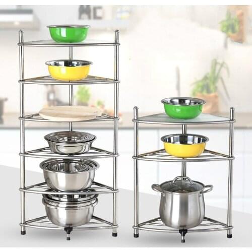 Kitchenware multi-function stainless steel pot rack kitchen rack fan-shaped corner storage rack microwave storage rack ZP8071447