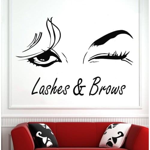 Wall Art Mural Lashes Eyelashes Home Decor Eyebrows Brows Beauty Salon Decor Wall Decal Sticker Eye Quote Make Up Window WL50