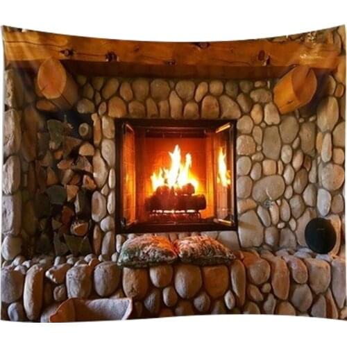 Wall Tapestry Fireplace Pattern Wall Tapestry Art Pattern Home Tapestry Collapsar Tapestry Fashion Creative 2Size