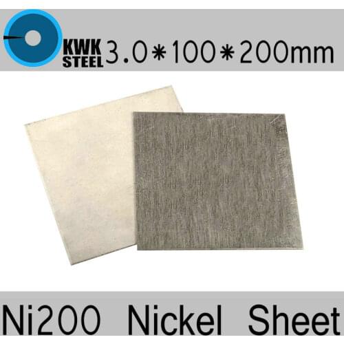 3*100*200mm Nickel Sheet Pure Nickel ASME Ni200 UNS N02200 W.Nr.2.4060 N6 Plate Electroplating Anodes experiment Free Shipping