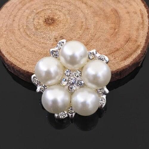 2017New 60Pcs 22mm Plum Rhinestones Pearl Flatback Button for Children Headband Kids Hair Accessories HZ129