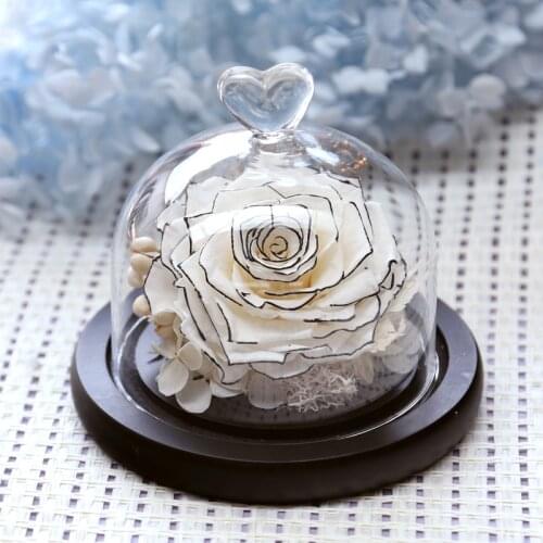 New Women Valentines Day Present Forever Rose Flower Fresh Festive Preserved Immortal Rose In Glass Creative Gift For Wedding