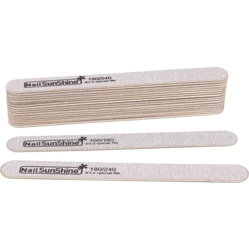 10Pcs Wooden Nail File 100/180 Professional Wood Nail File 180/240 Grey Sandpaper Straight Buffer Block Manicure Polishing Tools