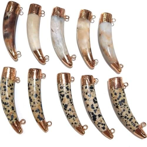 Natural Stone Pendants irregular shape Double hole connector Fashion Jewelry DIY Necklace Accessories for Jewelry Making 60x14mm