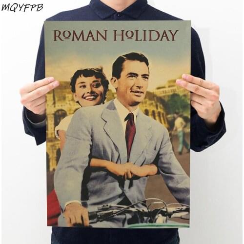 Roman Holiday Kraft Movie Paper Poster Wall Sticker Home Decoration Painting 50.5x35cm