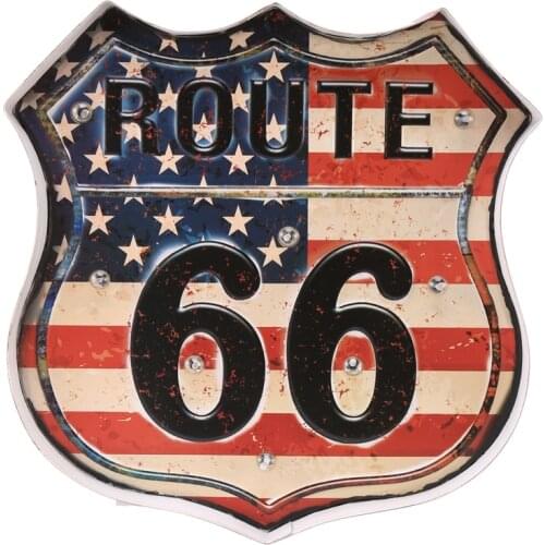 Route 66 Led Vintage Signs Pub Bar Decoration Led Metal Plate Neon Sign Neon Light Home Decor Club Cafe Wall Hanging Art