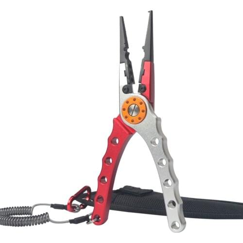 Saltwater Aluminium Alloy Fishing Pliers Fishing Line Cutter Scissors Hook Remover Sheath and Lanyard for Outddor Fising Tackle