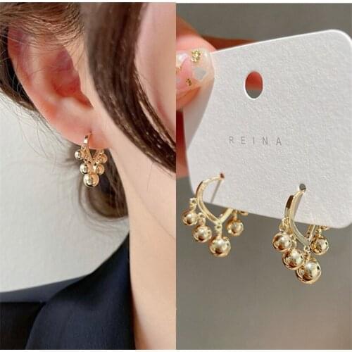 Silver Plated Drop Shaped Ball Tassel Heart-shaped Earrings Korean Fashion Women Retro French Luxury Jewelry Womens Earrings