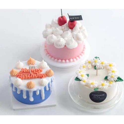 Creative Simulation Cake Shape Candle Mold Flower Round Design Handmade Candle Making Silicone Molds
