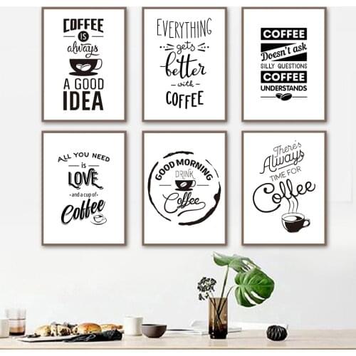 Special Coffee Life Draw&Quote Wall Art Black&White Painting Canvas Pictures Vintage Poster Nordic Prints Living Room Home Decor