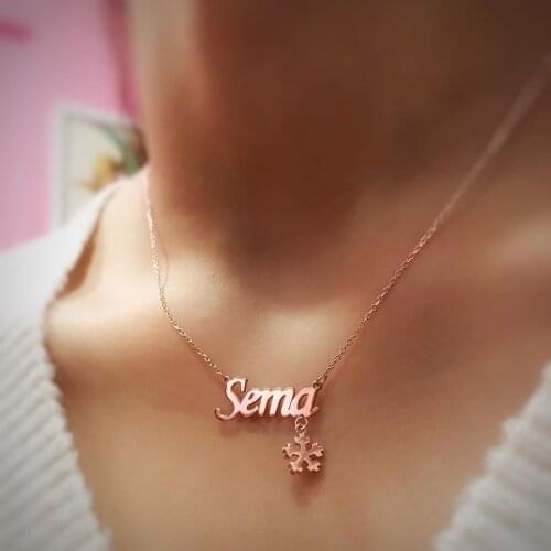 SPECIAL DAY GIFT FOR PERSONAL NAMED SNOW Flake SILVER NECKLACE