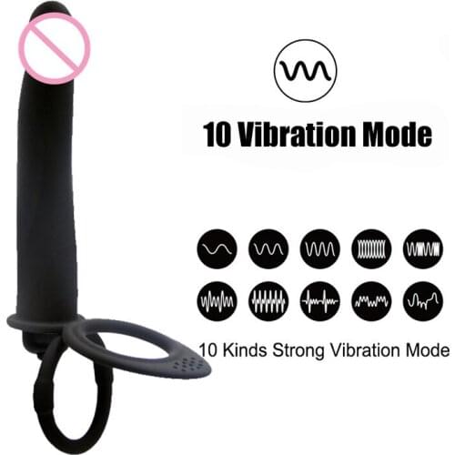 Double Penetration Vibrator Sex Toys Penis Strapon Dildo Vibrator, Strap On Penis Anal Plug for Man, Adult Sex Toys for Beginner