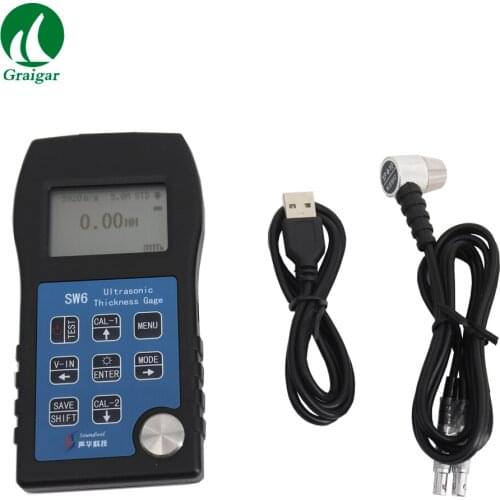 SW6 Ultrasonic Thickness Gauge Meter Measurement Range 0.65~400mm High Resolution 0.01mm With USB Interface For Metal