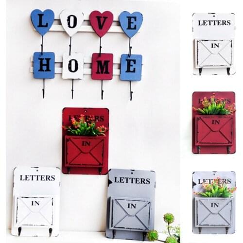 Vintage Wall Mount Mailbox Outdoor Mail Postal Letter Newspaper Organizer DIY Balcony Garden Mini Flower Pot Decor 18x4.5x26cm