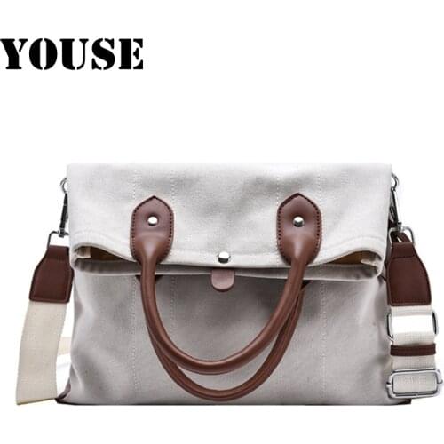 YOUSE Brand 2020 Fashion Large Capacity Versatile Canvas Bags Female Temperament Shoulder Bags Tote Bags Handbags Cross-body