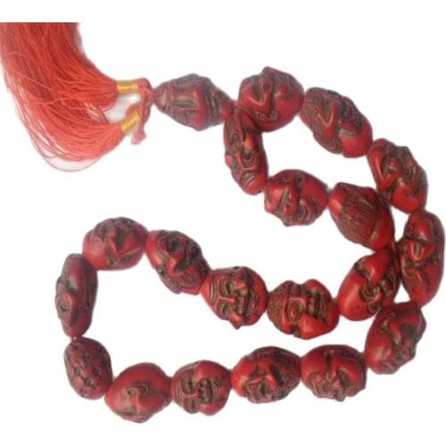 China collectibles hand-carved Red Coral necklace of 18 arhats,Hand catenary