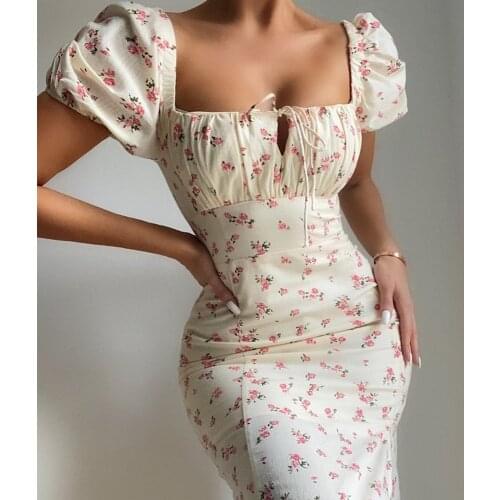 New Summer WomenS Dress 2021 Floral Print Dress Long Evening Female Vintage Maxi Party Beach Women Dresses Casual Light Prom