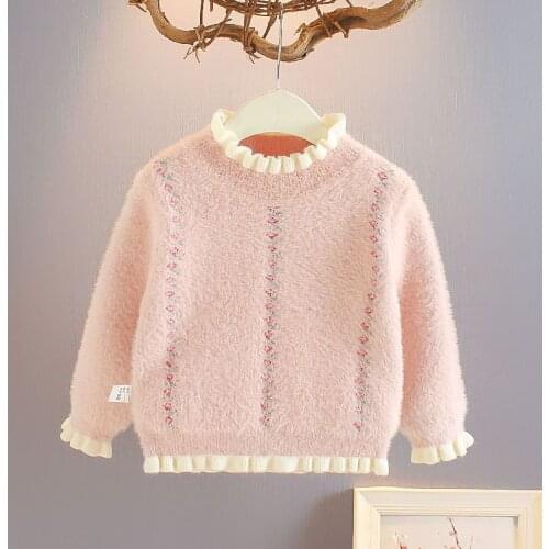 Girls winter new style bottoming shirt Girl fashion warm sweater Girls mink fleece sweater Girl in a sweater for nothing