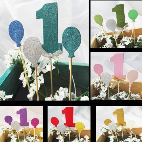 Gold Pink Glitter Numbers Personalized Cake Topper Kit Number One Babyshower Wedding Birthday Cupcake Party Decorations