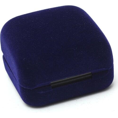 1 Jewel case box blue gift rings earrings jewelry velvet display