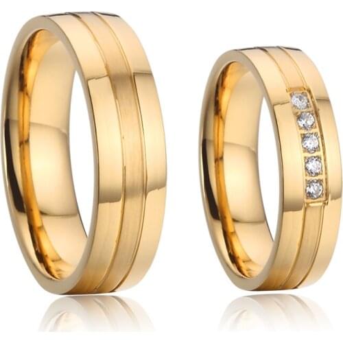 1 Pair Lovers Alliance wedding rings 14k plated simple gold ring design for female and male Anniversary couples ring marriage