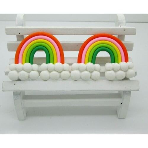 10Pcs Colorful Rainbow Clay Decoration Crafts Kawaii Bead Flatback Cabochon Fridge Magnet Scrapbook DIY Accessories Buttons