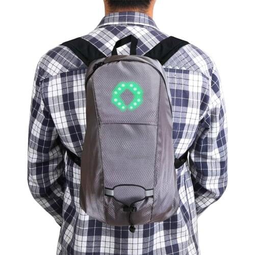 15L LED Light Backpack With Turn Signal USB Rechargeable Waterproof Wireless Control Cycling Bag For Safe Night Riding