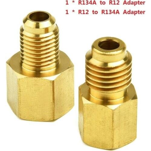 1/4 Female Flare 1/2 Acme Male Adapter 2Pcs Fitting Adapter Gold R134a To R12 Durable
