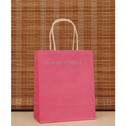 20pcs/lot Deep Pink Paper Bag 18x15x8cm Jewelry Pouch Bag Recyclable Boutique Gift Jewelry Packaging Shopping Kraft Gift Bags