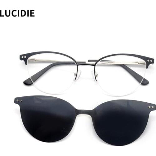 LUCIDIE 2021 Fashion Sunglasses Women Vintage Metal Classic Vintage Sun Glasses Female UV400 Magnetic Clip Driving Eyeglasses