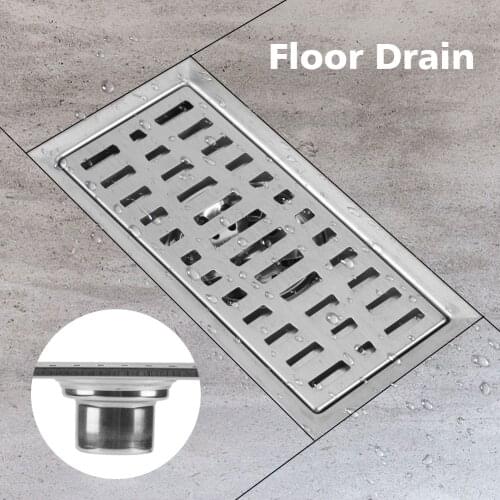 20x10cm Rectangle Stainless Steel Floor Drain Bathroom Shower Drain Tile Insert Square Floor Waste Grate Drainer For Sink