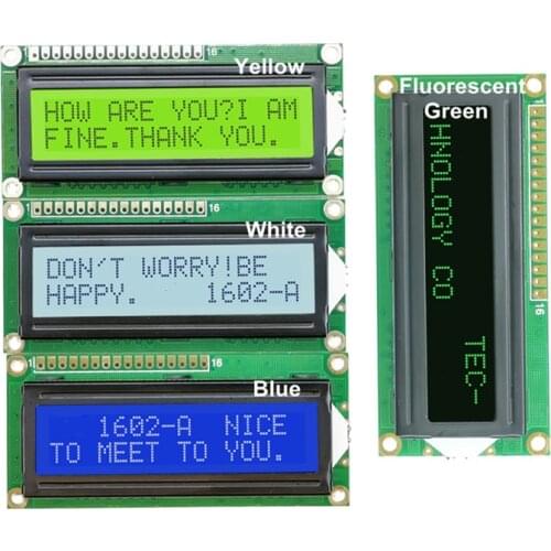 16PIN Parallel LCD 1602A Character Module SPLC44780 CController 3.3V 5V Grey White/Yellow Green/Blue Backlight