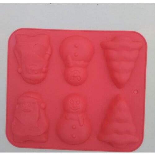 6 cavity Santa snowman tree shape silicone mold fondant cake decoration mold ice mold resin clay craft mold DIY tool