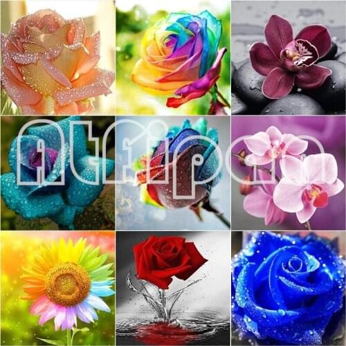 New 5D DIY Diamond Painting Rose Flower Diamond Embroidery Scenery Cross Stitch Full Square Round Drill Crafts Home Decor Gift