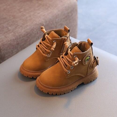 2021 New Winter Children Shoes PU Leather Waterproof Martin Boots Kids Snow Boots Brand Girls Boys Rubber Boots Fashion Sneakers