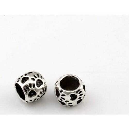 30pcs Dog Bear Paw Large Hole Beads For Jewelry Making Bracelet Necklace DIY Accessories D-66