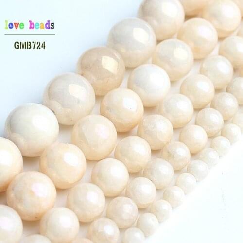 Yellow Beads Electroplated Stone DIY Beads for DIY Bracelet Jewelry Making 15" Strand 4/6/8/10/12mm