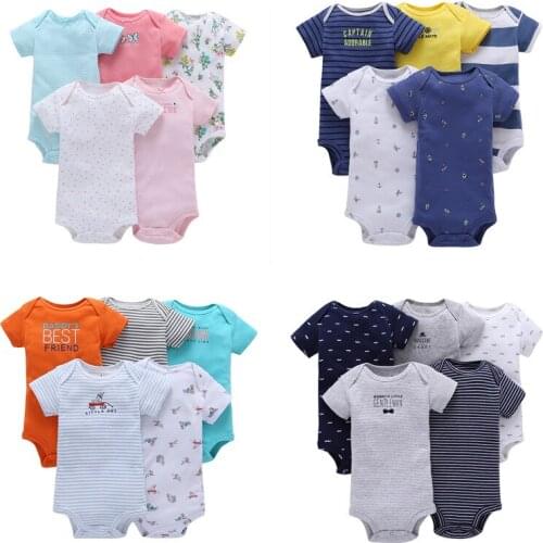 Baby Bodysuit Set Newborn Boy Girl Clothes Cotton Short Sleeve Stripe Bodysuits 2020 Summer Costume 5pcs/set Body Suit Clothing