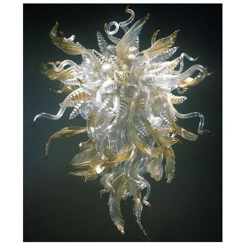 Elegant 100% Hand Blown Glass Art Deco Modern Crystal Flower Chandelier