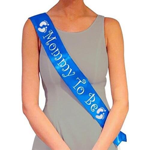 Footprint Blue Mum To Be Sash Baby Boy Girl Baby Shower Decoration Sash Newborn Party Decoration Pregnant Mom Favor Gifts ww02