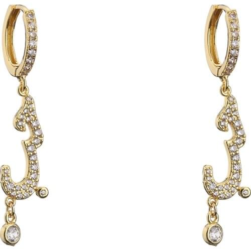 HECEHNG ,1 pair,Personalized Arabic Name letter Pendant Earrings,Small Hoop Earrings Women Copper 18k Gold Plated Gifts