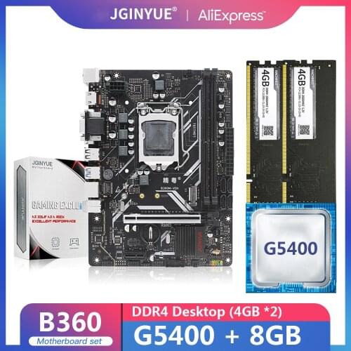 JGINYUE B360 motherboard LGA 1151 set kit with Intel Pentium G5400 processor 8GB(2*4GB)DDR4 memory M.2 NVME MATX B360M-VDH