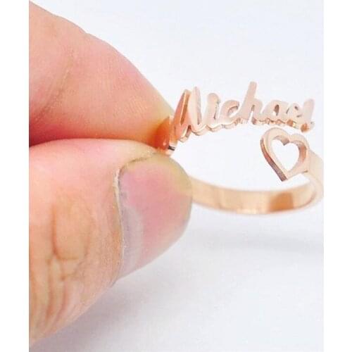 Customized Name Ring Custom Heart Rings Personalized Baby Couples Jewelry Ring New Mom Gift Daughter