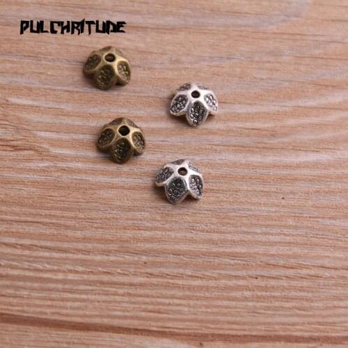 60pcs 5*9*9mm Two Color Bead Caps Charm Hollow Lotus Pendants Jewelry Accessories DIY Receptacle Charms